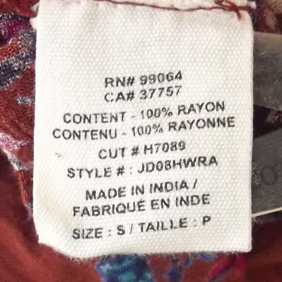 BILLABONG Wrap Dress, S, Rust/Multicolor Floral, Short sleeve, Rayon - Picture 14 of 15